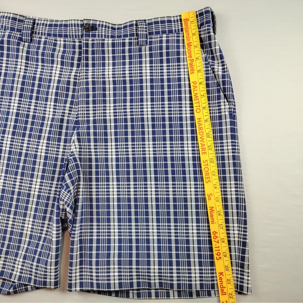 IZOD PerformX Golf Shorts Men's 42 Blue Plaid Performance Stretch Flat Front - Picture 6 of 13
